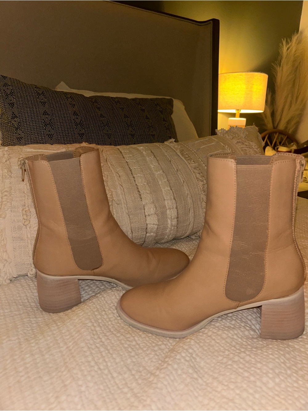 Classic Tan Chelsea Block Heel Booties - Women
